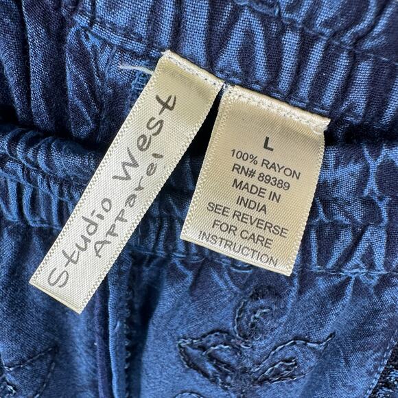 Studio West Maxi Skirt Womens Large Denim Chambray Embroidered Western Rodeo - Picture 4 of 7